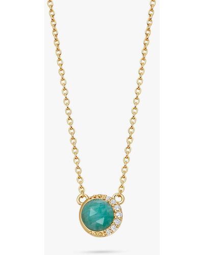 Astley Clarke Amazonite & White Sapphires Luna Pendant Necklace