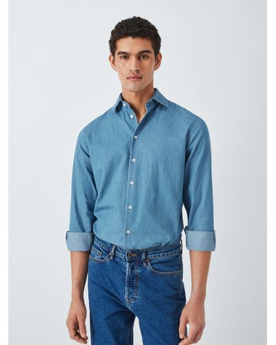 John Lewis Denim Tailored Fit Shirt - Blue