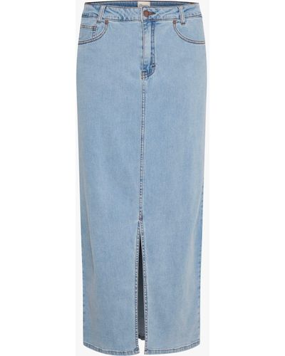 My Essential Wardrobe Lara 115 Straight Fit Denim Maxi Skirt - Blue