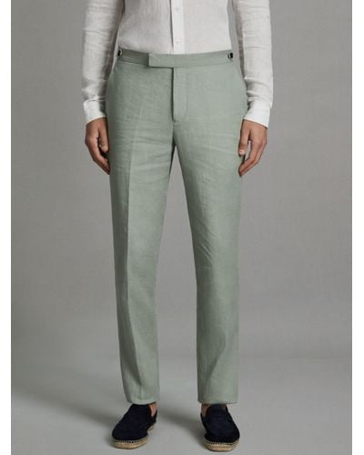 Reiss Kin Linen Slim Fit Mixer Trousers - Grey