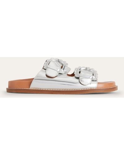 Boden Double Buckle Sliders - White