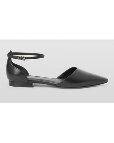 John Lewis Herbie Leather Chisel Toe Open Flat Court Shoes - Black