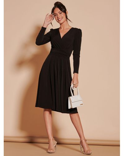 Jolie Moi Pleated Jersey Dress - Black