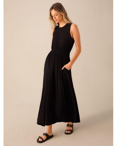 Ro&zo Shirred Waist Jersey Maxi Dress - Black