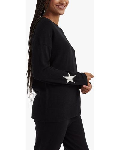 Chinti & Parker Wool And Cashmere Blend Star Slouchy Jumper - Black