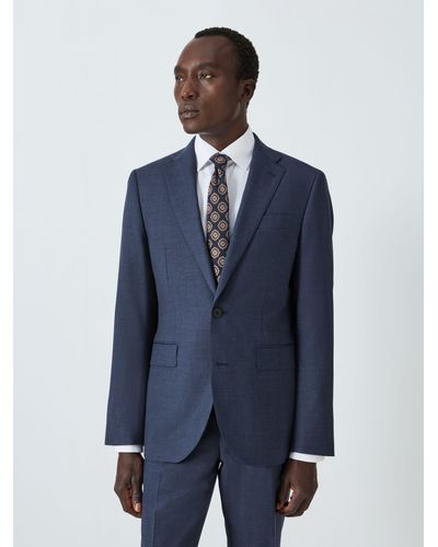 John Lewis Notch Wool Hopsack Tailored Suit Jacket - Blue