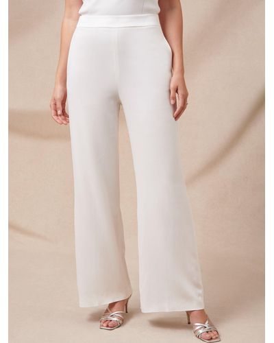Phase Eight Beatriz Satin Contrast Bridal Trousers - Natural