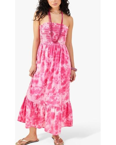 Accessorize Tie Dye Bandeau Dress - Pink