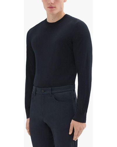 Theory Crew Neck Wool Jumper - Blue