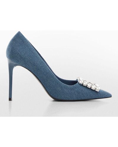 Mango Lour Embellished High Heel Denim Court Shoes - Blue