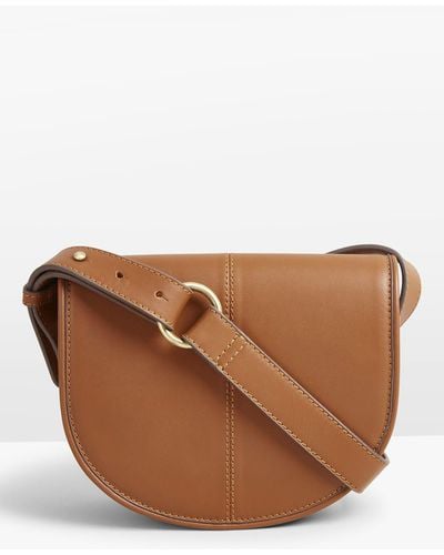 Hush Louise Minimal Leather Saddle Bag - Brown
