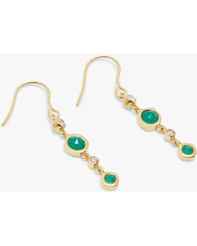 John Lewis Gemstones Cubic Zirconia & Agate Drop Earrings - Multicolour