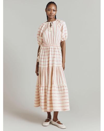 Ghost Abrielle Striped Tiered Maxi Dress - Natural