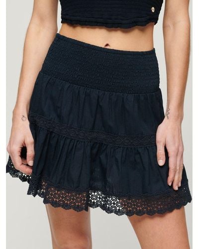 Superdry Ibiza Lace Tiered Mini Skirt - Blue