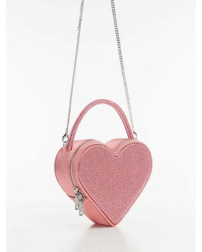 Mango Crystal Embellished Heart Bag - Pink