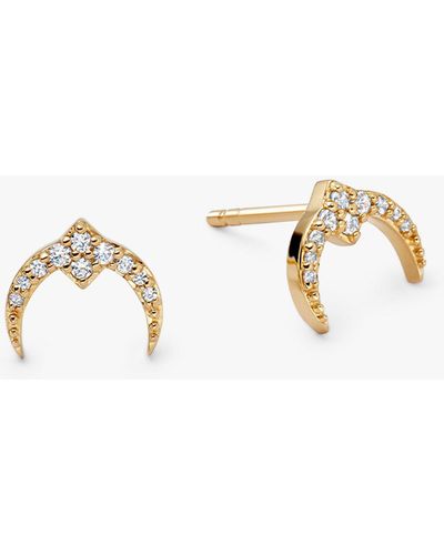 Astley Clarke White Sapphire Moon Stud Earrings - Natural
