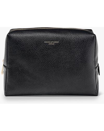 Aspinal of London Large Pebble Leather Toiletry Bag - Black