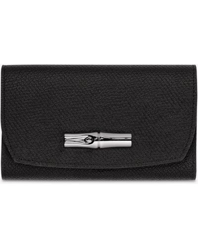 Longchamp Roseau Leather Compact Wallet - Black