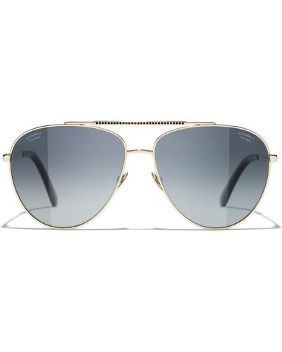 Chanel Pilot Sunglasses CH4189TQ Pale Gold/Brown Gradient