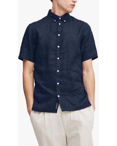 Casual Friday Anton Short Sleeve Linen Shirt - Blue