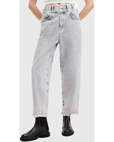 AllSaints Hailey Frayed Hem Jeans - Grey