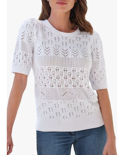 Pure Collection Crochet Cotton Top - White