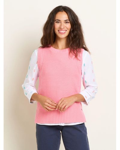 Brakeburn Dip Hem Knitted Vest - Pink