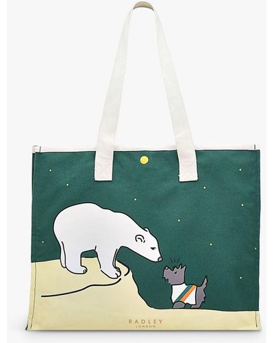 Radley Bear With Me Large Open Top Tote Bag - Green