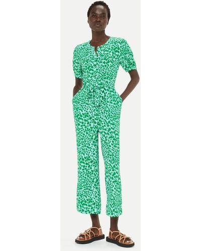 Whistles Petite Smooth Leopard Print Jumpsuit - Green