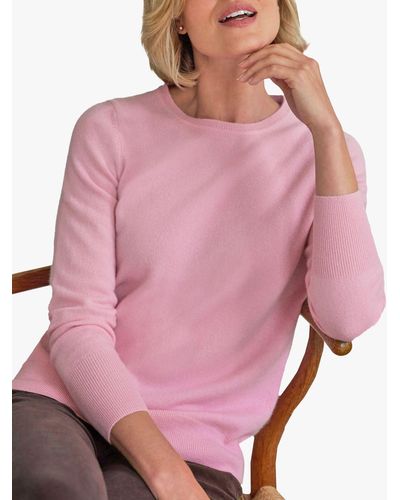 Pure Collection Cashmere Crew Neck Jumper - Pink