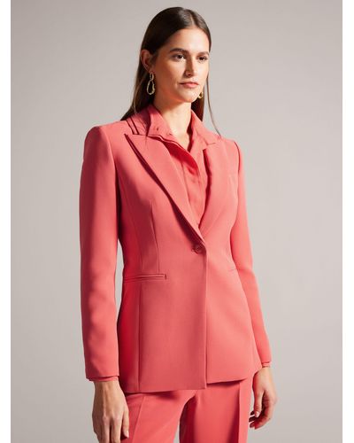 Ted Baker Bertaah Single Breasted Feature Collar Blazer - Red