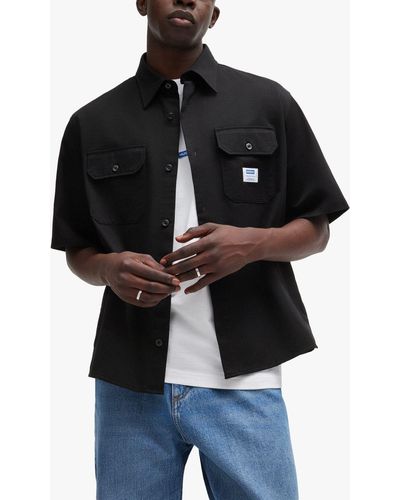 BOSS Hugo Ekyno Kent Collar Shirt - Black