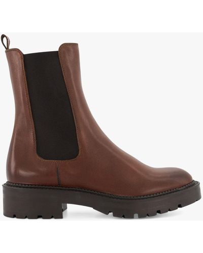 Dune Picture Cleated-sole Suede-leather Chelsea Boots - Brown
