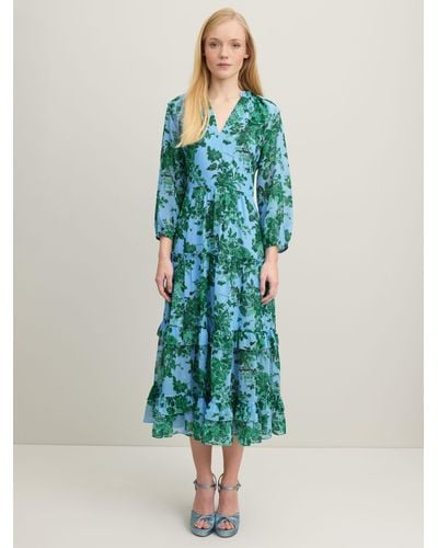 LK Bennett Eleanor Midi Floral Dress - Blue