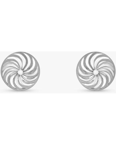 Ib&b 9ct White Gold Swirl Detail Dome Stud Earrings