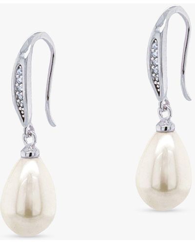 Ivory & Co. Crystal And Faux Pearl Drop Hook Earrings - Natural