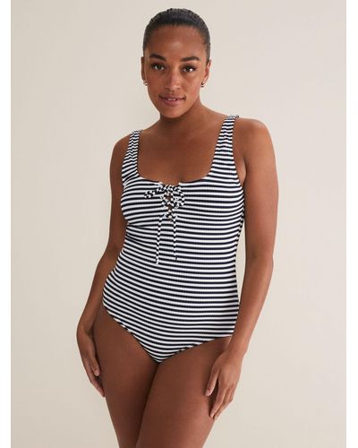 Phase Eight Striped Ribbed Swimsuit - Blue