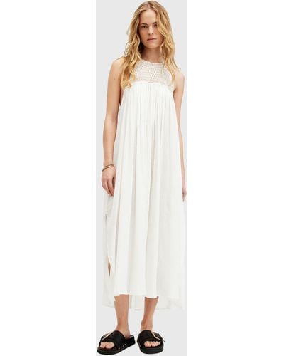 AllSaints Corrs Organic Cotton Midaxi Dress - White