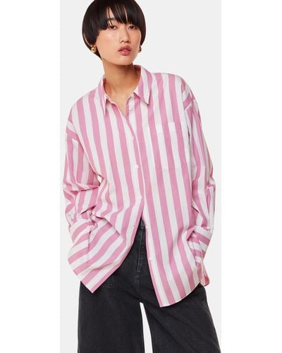 Whistles Oversized Striped Cotton Shirt - Pink