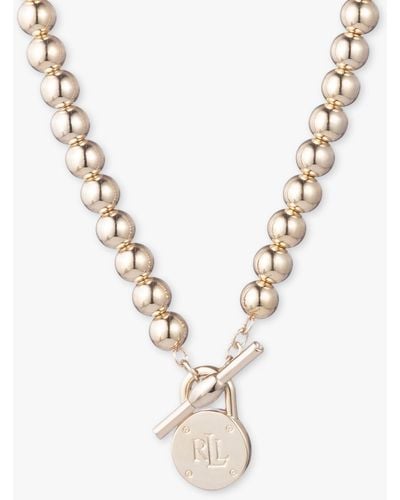 Ralph Lauren Lauren Beaded Logo Collar Necklace - Metallic