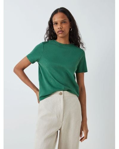 John Lewis Organic Cotton Short Sleeve Crew Neck T-shirt - Green