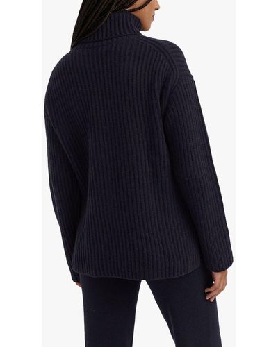 Chinti & Parker Ribbed Cashmere Roll-neck Jumper - Blue