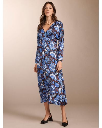 Baukjen Arabella Statement Floral Print Midi Dress - Blue