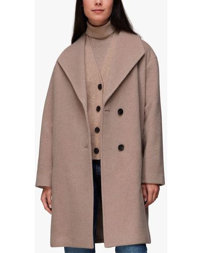 Whistles Wide Collar Wool Rich Coat - Brown