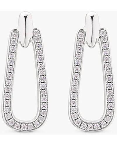 Uno De 50 Prosperity Topaz Link Shaped Drop Earrings - White