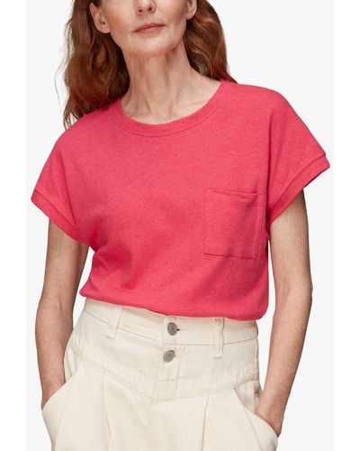 Whistles Ember Linen Blend Pocket T-shirt - Pink