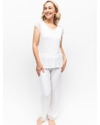 Cyberjammies Tessa Jersey Lace Pyjama Set - White