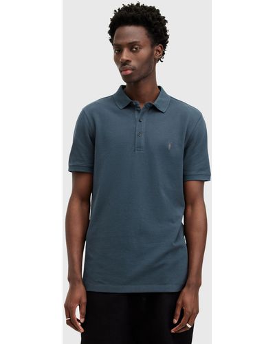 AllSaints Reform Short Sleeve Polo Regular Fit Shirt - Blue