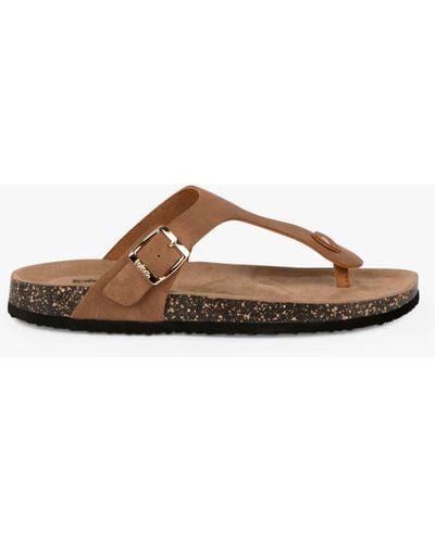 Totes Buckle Toe Post Sandals - Brown