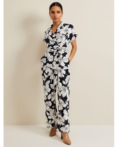 Phase Eight Petite Constance Floral Jumpsuit - Natural